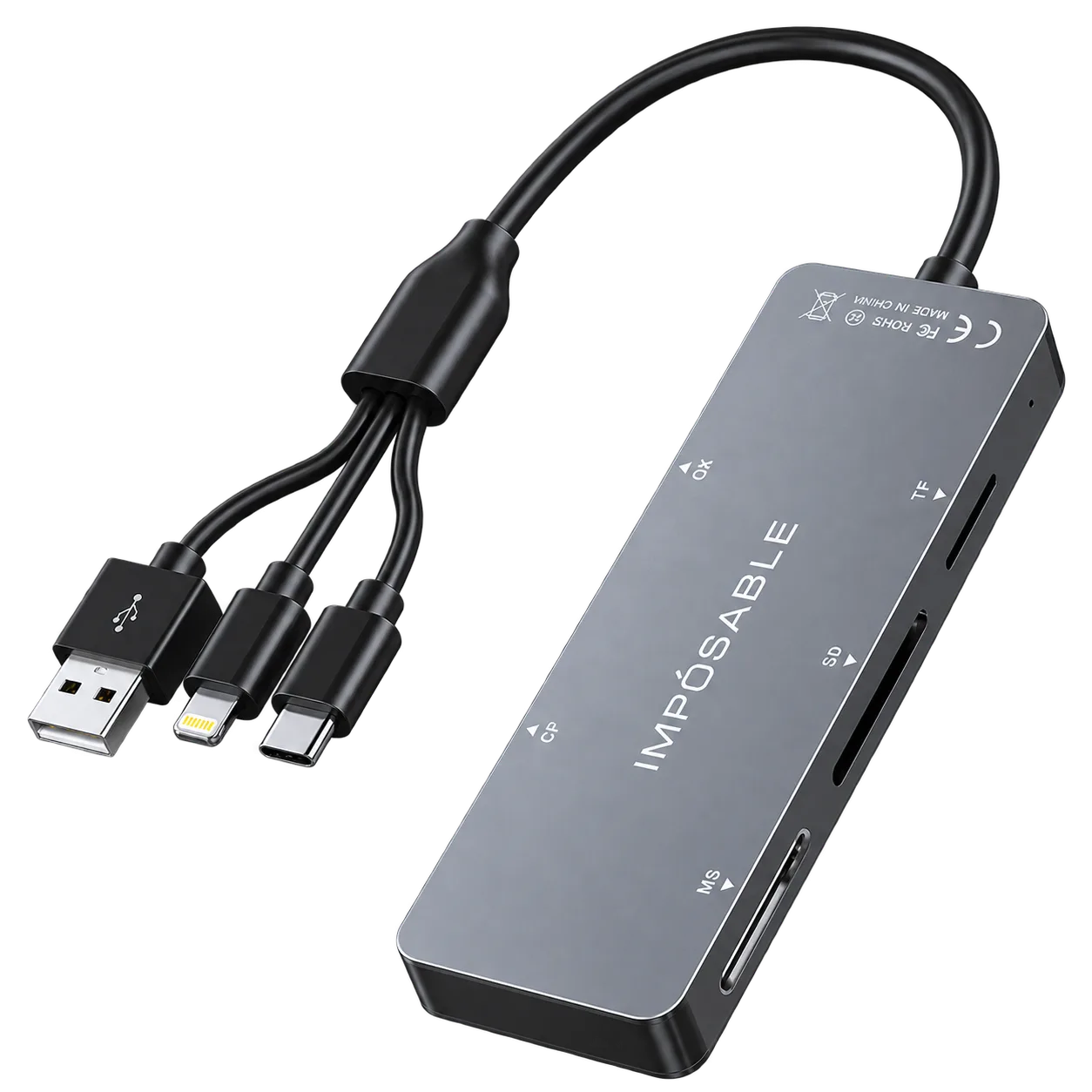 Card Reader for iPhone, USB-C and USB-A: SD, microSD, CF, MS and xD